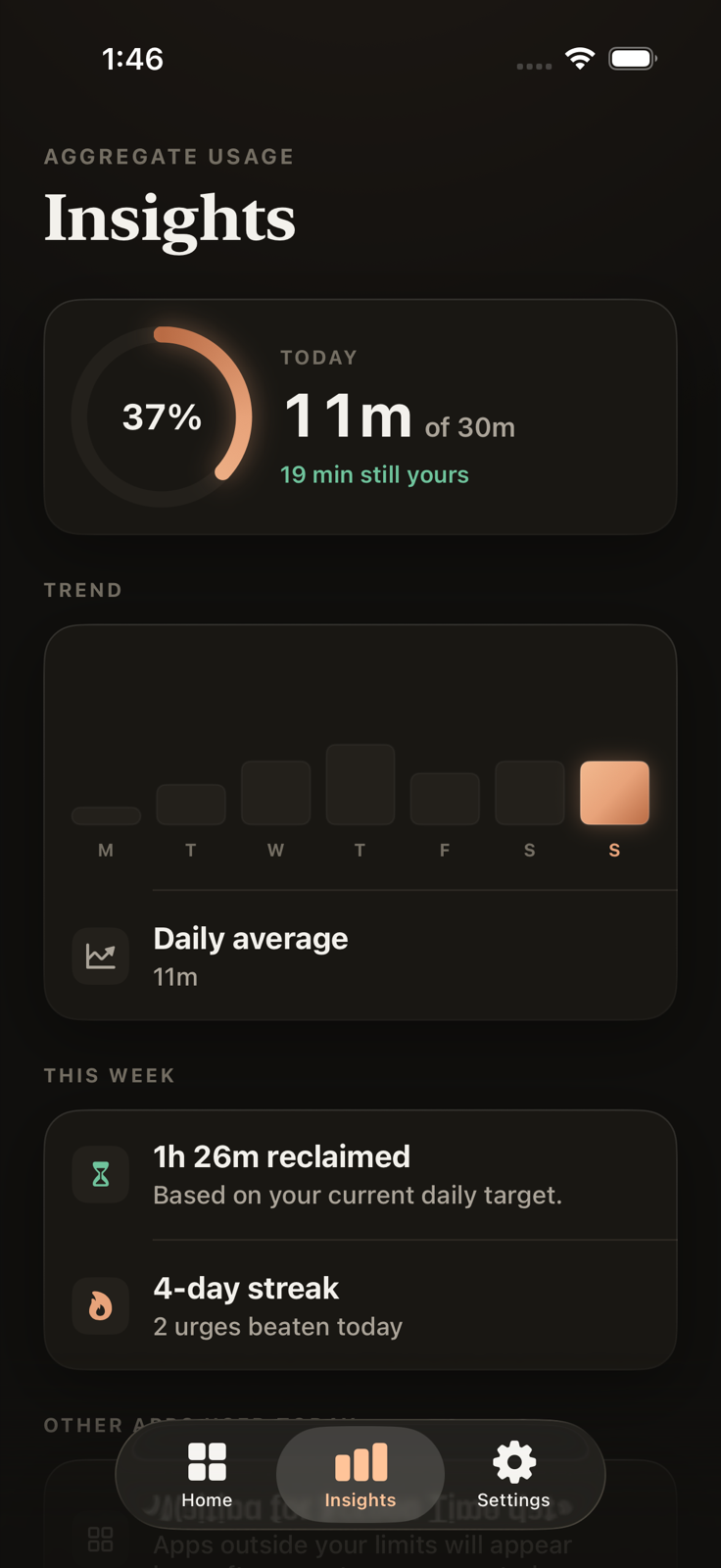 Opaque insights with usage trends